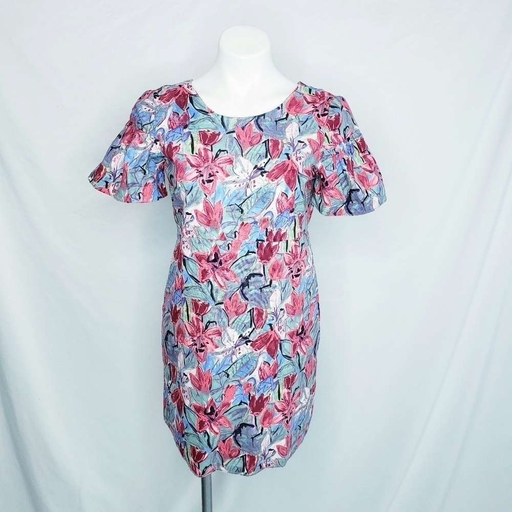 *Last Chance* Zara Trafaluc Floral Tie Back Mini Dress Flutter Sleeves